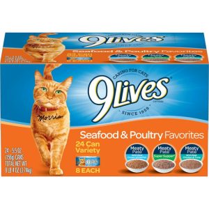 3 Pack 9Lives Seafood and Poultry Favorites Variety Pack, 24 5.5-Ounce Cans