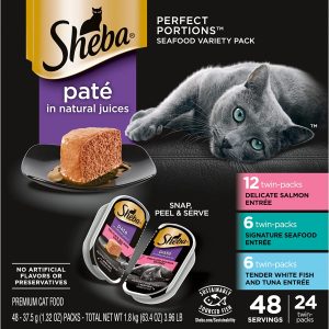 2 Pack Sheba Perfect Portions Seafood Pate, 2.6-oz, case of 24 twin-packs