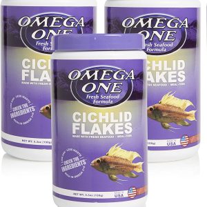 3 Pack Omega One Cichlid Flakes Fish Food, 5.3-oz jar