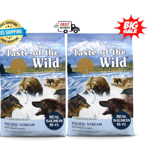 2 Pack Taste of the Wild Pacific Stream Grain-Free Dry Dog Food, 14-lb bag