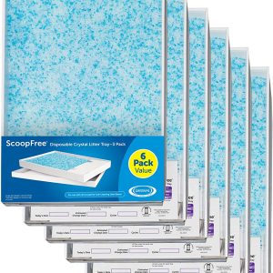 PetSafe ScoopFree Self-Cleaning Cat Litter Box Tray Refills with Premium Blue Non-Clumping Crystals, 6-Pack