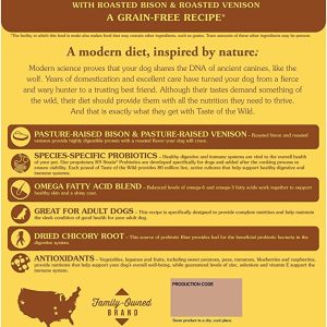 Taste of the Wild High Prairie Canine Grain-Free Recipe with Roasted Bison and Venison Adult Dry Dog Food, Made with High Protein from Real Meat and Guaranteed Nutrients and Probiotics 28lb