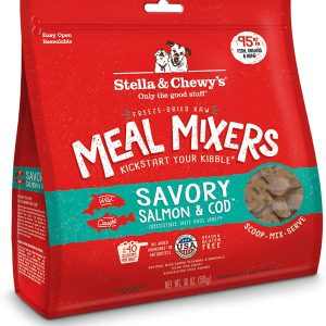 Stella & Chewy’s Freeze Dried Raw Savory Salmon & Cod Meal Mixer – Dog Food Topper for Small & Large Breeds – Grain Free, Protein Rich Recipe – 18 oz Bag