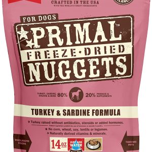 Freeze Dried Dog Food Nuggets Turkey & Sardine Formula,Grain Free, 14 oz x 2