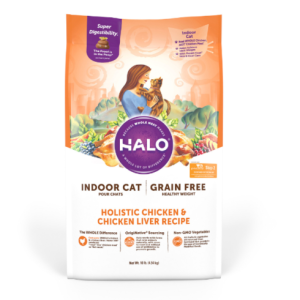 Halo Indoor Grain Free Holistic Chicken & Chicken Liver Dry Cat Food,10lb