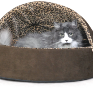 K&H Pet Products Thermo-Kitty Deluxe Hooded Cat Bed, Mocha, Large