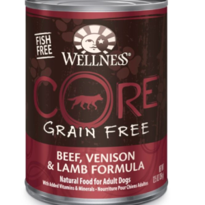 Wellness CORE Grain Free Natural Beef, Venison & Lamb Canned Dog Food,12×12.5oz