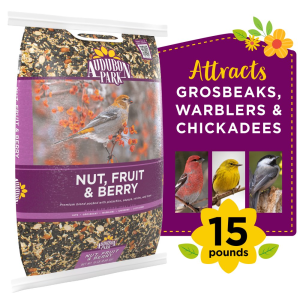 Wid Bird Seed Audubon Park Nut, Fruit & Berry Wild Bird Food, New, 15 lbs