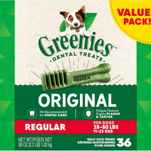 Greenies Regular Original Dental Dog Chews, 36 count