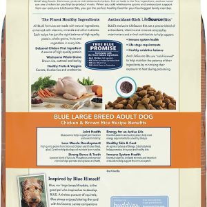 Blue Buffalo Adult Large Breed Chicken and Brown Rice Dry Dog Food, 34 lbs