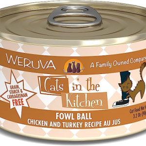 Weruva Cats in the Kitchen Fowl Ball Chicken & Turkey 3.2oz, case of 24