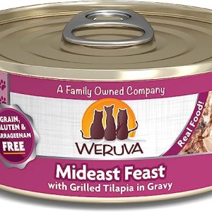 Weruva Mideast Feast With Grilled Tilapia Canned Cat Food, 24×5.5oz