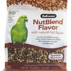 ZuPreem NutBlend Smart Pellets Bird Food for Parrots & Conures, 3.25 lb – Made in USA, Daily Nutrition, Vitamins, Minerals for African Greys, Senegals, Amazons, Eclectus, Cockatoos