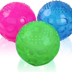 PJDH 3.2 Inches Dog Ball Toys for Dog Indestructible Dog Fetch Ball Kong Squeaky Ball for Training Playing, Green