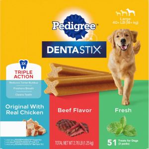 DENTASTIX Large Dental Dog Treats Original Beef & Fresh Variety Pack, 51 count