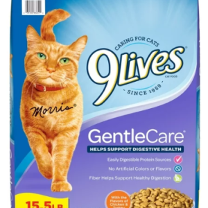 9Lives GentleCare Dry Cat Food With Chicken & Turkey Flavors, 15.5 lb Bag