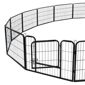 24″ Heavy Duty Metal Dog Cat Exercise Fence Playpen Kennel 16 Panel Safe For Pet