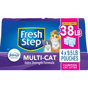 Fresh Step Multi-Cat Scented Litter with Febreze, Clumping Cat Litter, 38 lb