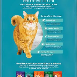 IAMS PROACTIVE HEALTH Adult Indoor Weight Control & Hairball Care Dry Cat Food with Chicken & Turkey Cat Kibble, 22 lb. Bag