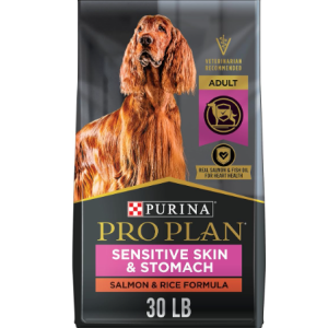 Purina Pro Plan Sensitive Skin and Stomach Dog Food Salmon and Rice Formula – 30 lb. Bag