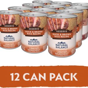 Natural Balance Limited Ingredient Adult Wet Canned Dog Food with Healthy Grains, Reserve Duck & Brown Rice Recipe, 13 Ounce (Pack of 12)