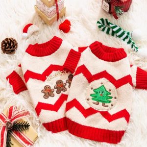 Christmas Dog Sweater Winter Dog Clothes for Small Medium Dogs Cute Puppy Knitted Pullover Fashion Print Cat Sweater Pet Outfits